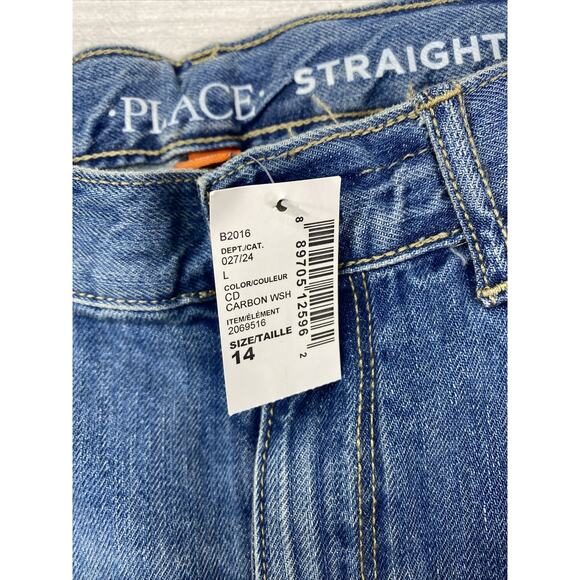 2 Pairs Of Boys Jeans The Children's Place Size 14 Straight Leg Dark & Med NWT - Picture 2 of 11